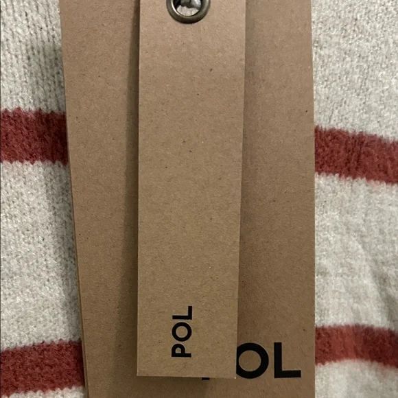 POL Beige and Red Striped Cowl Neck Sweater - Picture 7 of 7